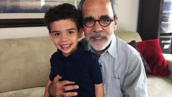 Howard Broadman poses with his grandson Quinn in Laguna Niguel, CA. Broadman is the first patient in history to donate a kidney to a stranger now, with the guarantee that his grandson will get a kidney whenever he needs one in the future - without having to go onto a donor wait list.